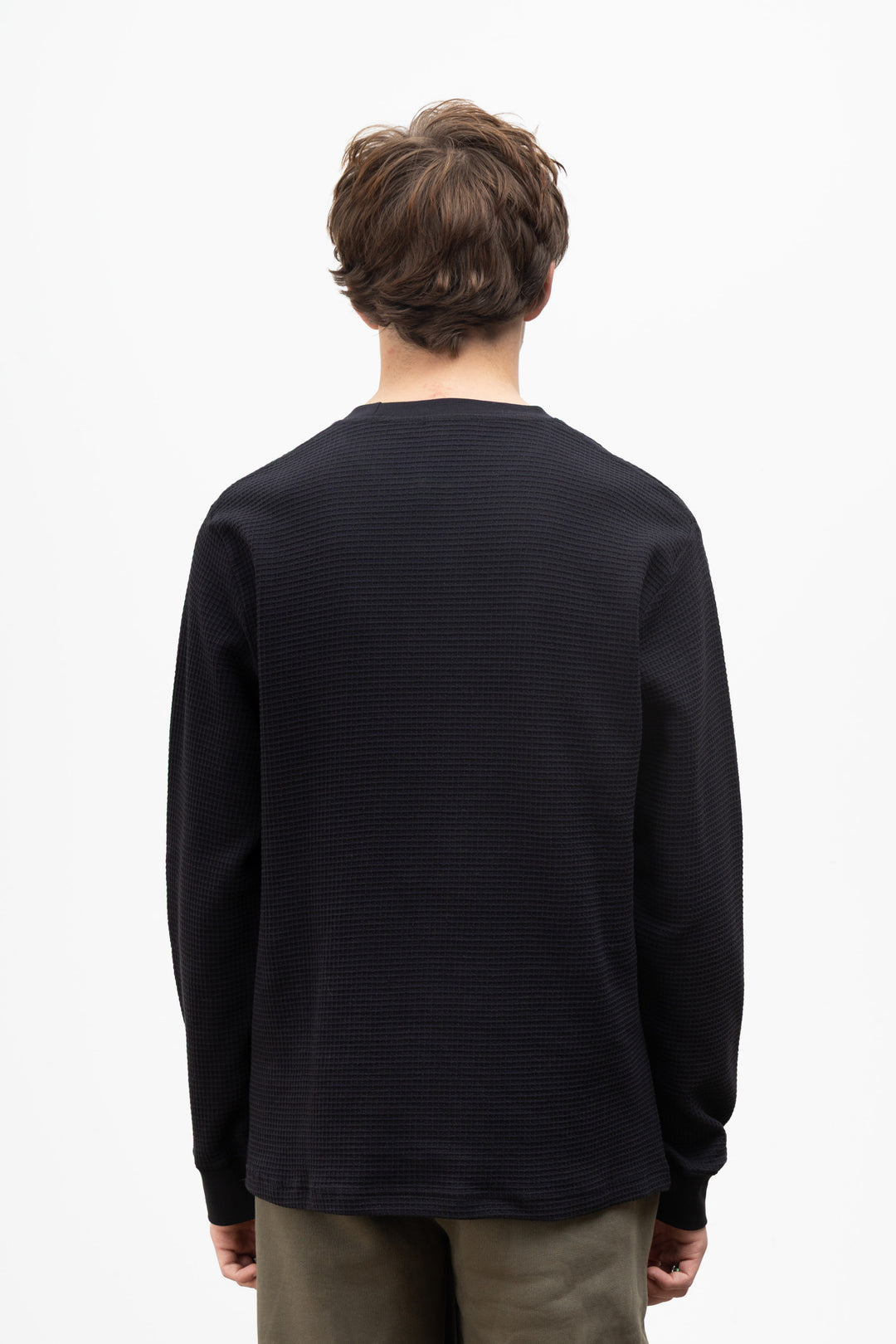 Power Goods - Thermal Waffle Long Sleeve Tee - Black