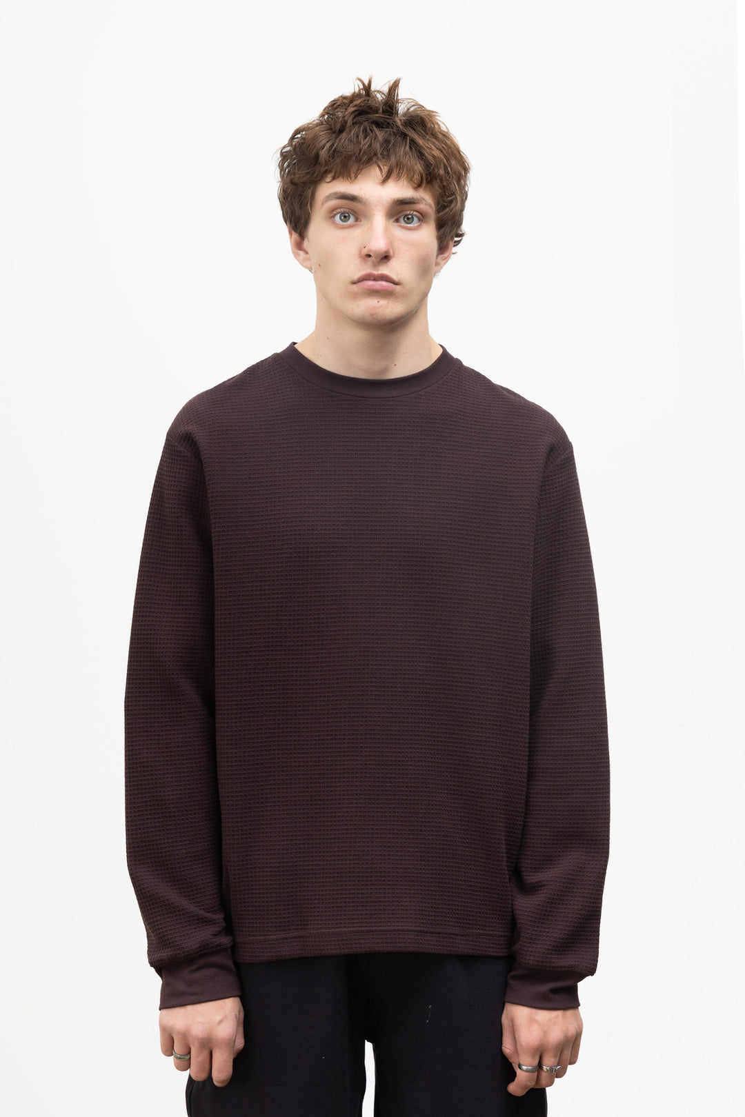Power Goods - Thermal Waffle Long Sleeve Tee - Coffee