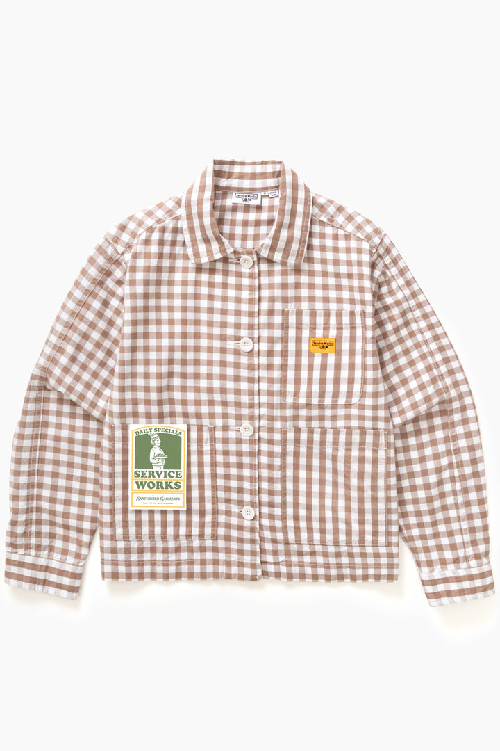 Service Works - Women's Cropped Work Jacket - Brown Gingham