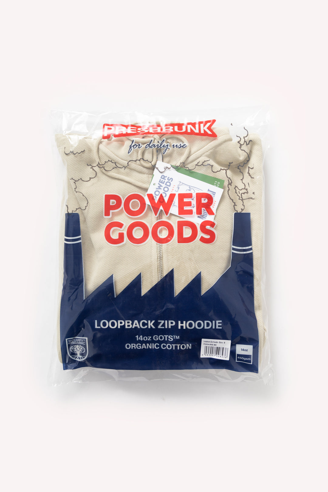 Power Goods - Loopback Zip Hoodie - Bone