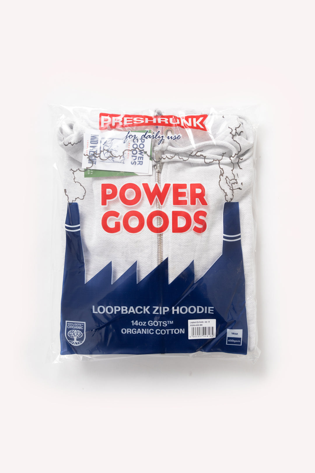 Power Goods - Loopback Zip Hoodie - Ash