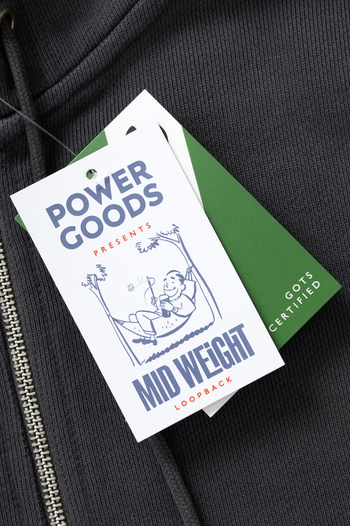 Power Goods - Loopback Zip Hoodie - Washed Black