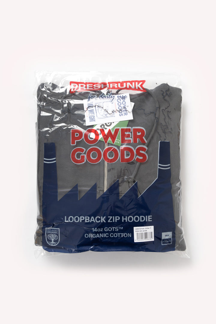 Power Goods - Loopback Zip Hoodie - Washed Black