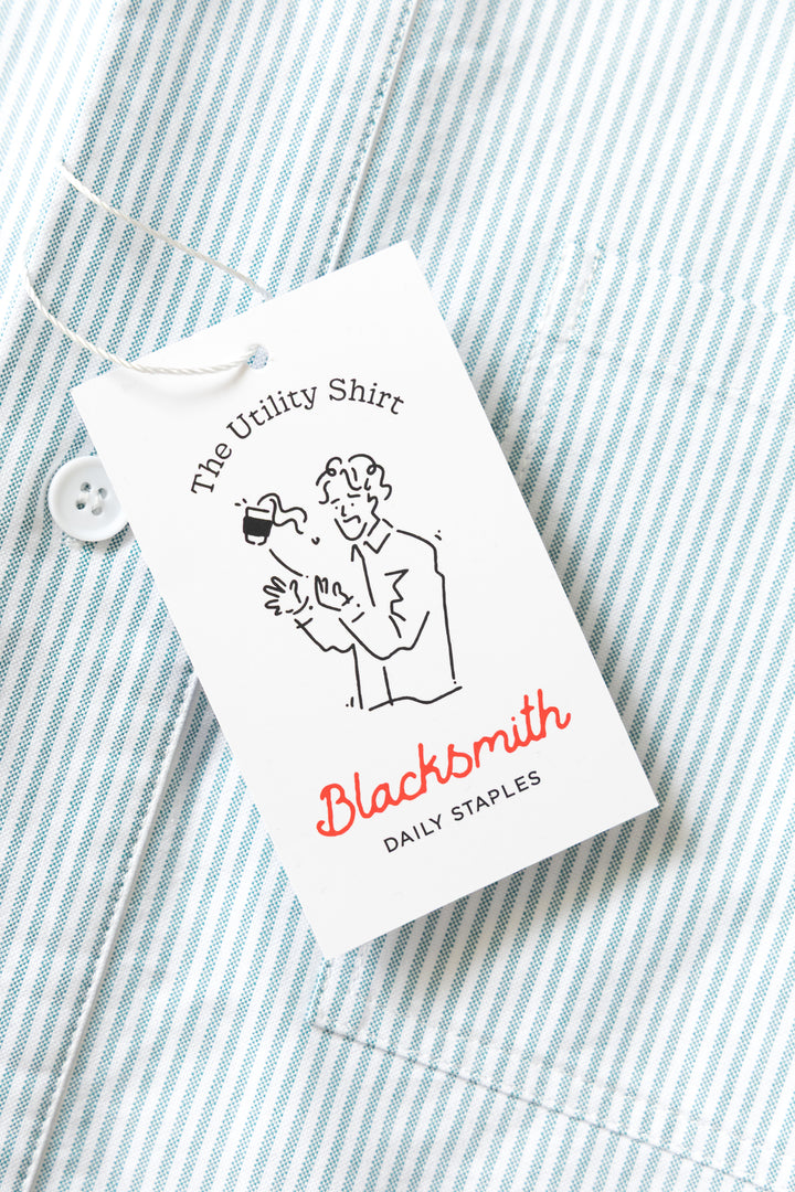Blacksmith - 'Boxford' Utility Shirt - Green Stripe