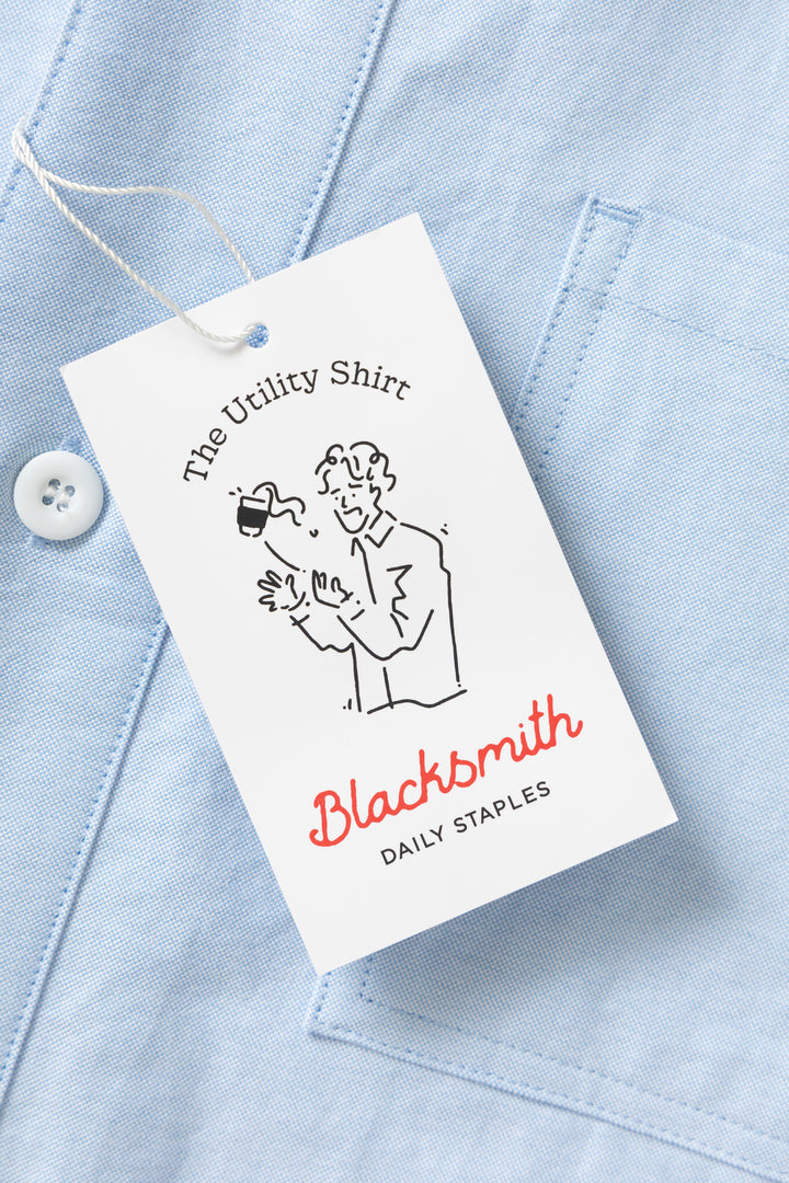 Blacksmith - 'Boxford' Short Sleeve Utility Shirt - Blue