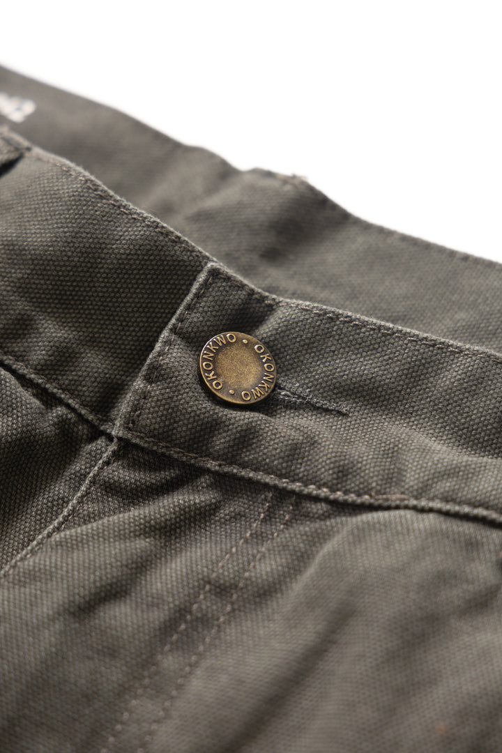 Okonkwo MFG - Aged Canvas Carpenter Shorts - Moss Green
