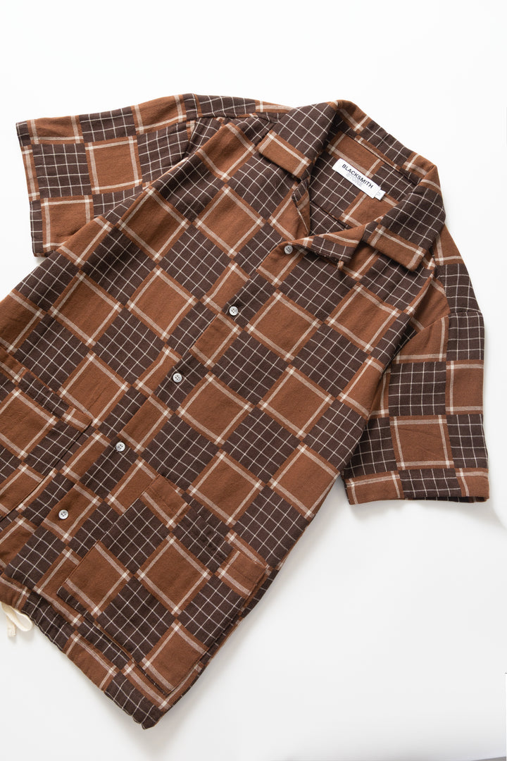 Blacksmith - Check Weave Resort Shirt - Brown
