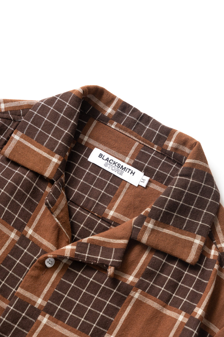 Blacksmith - Check Weave Resort Shirt - Brown