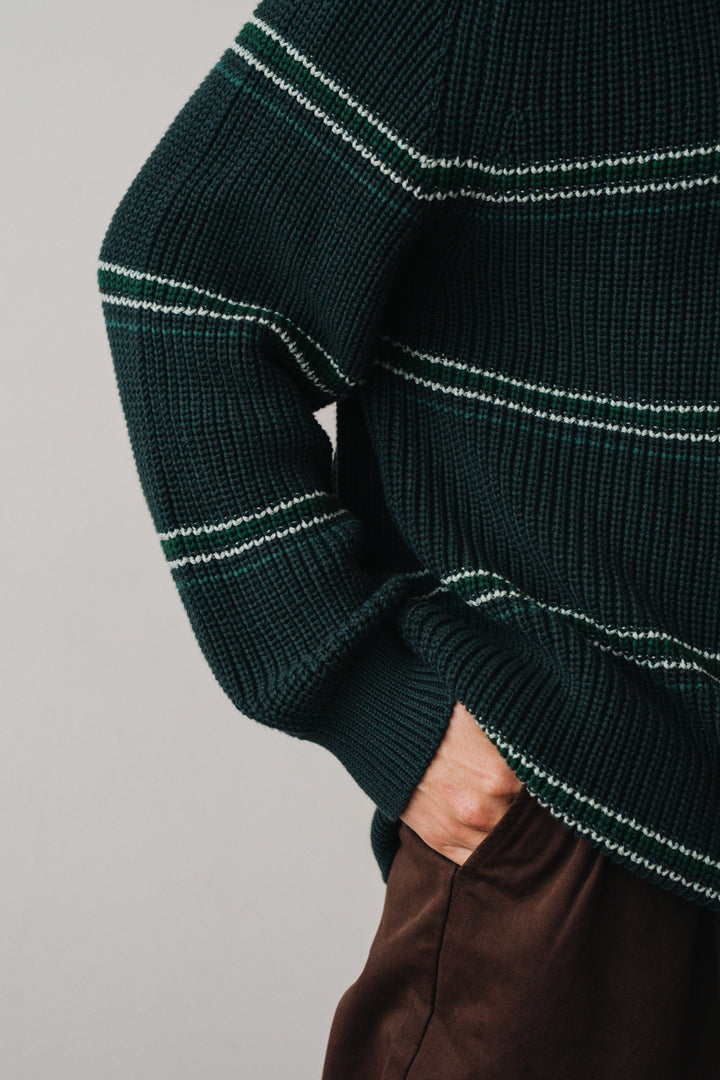 Blacksmith - Stripe Knit Crew - Forest