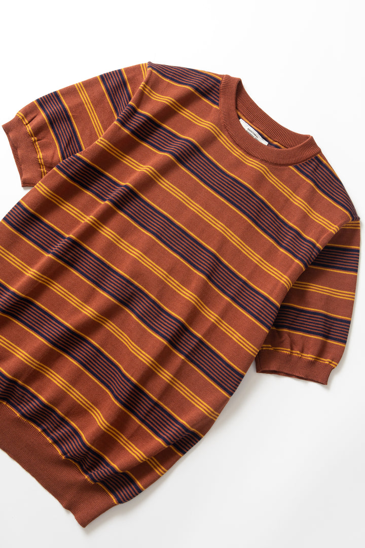 Okonkwo MFG - 50's Knitted Striped Shirt - Brown