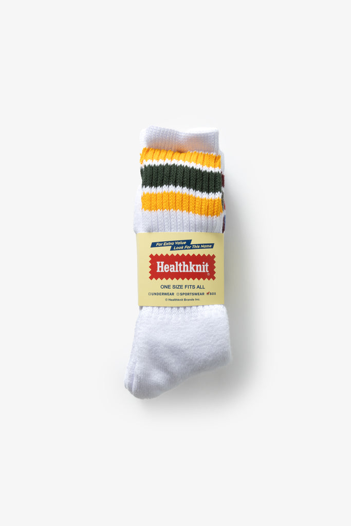Healthknit - 3 Pack Crew Socks - White Multi Stripe