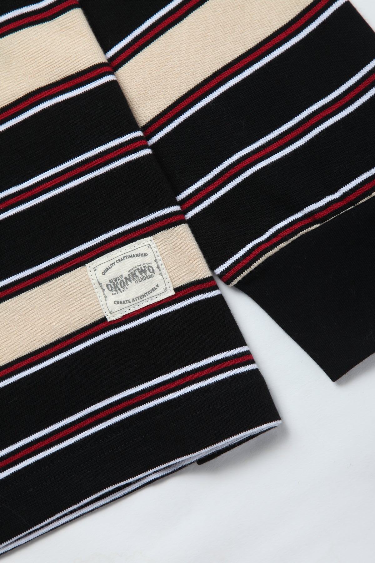 Okonkwo MFG - Long Sleeve Striped Tee - Black/Tan