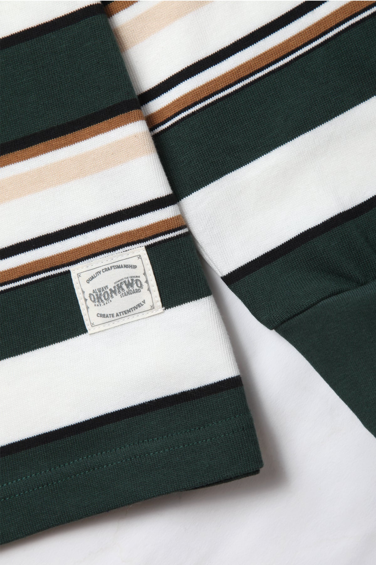 Okonkwo MFG - Long Sleeve Striped Tee - Green/White