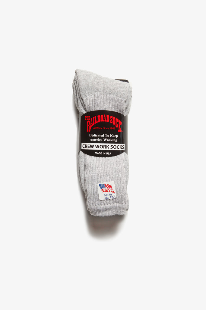 Railroad Sock - 3 Pack Crew Socks - Grey